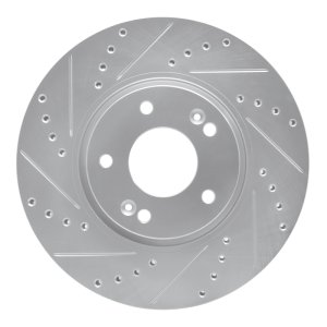 Kia Sportage Brake Rotor (1) - Front Left - R1 Concepts - Drilled & Slotted - Silver - `12-`16